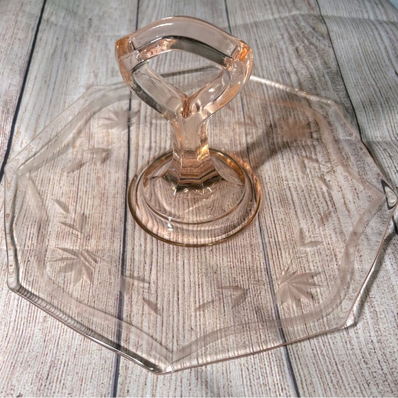 Other - Etched Pink Depression Glass 1-Tier
Tidbit/Sandwich Tray, Vintage